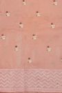 Fancy Kora Baby Pink Saree With Florals And Leaves In Thread Work Body