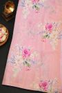 Fancy Crepe Light Pink Saree With Florals And Leaves Body Mirror Work Border