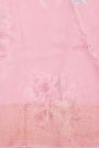 Fancy Crepe Light Pink Saree With Florals And Leaves Body Mirror Work Border
