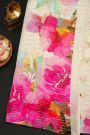 Fancy Crepe Multi-Colour Saree With Florals And Leaves Body Open Border