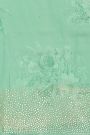 Fancy Crepe Light Blue Saree With Florals And Leaves With Mirror Work Body And Self Design Florals With Mirror Work Border