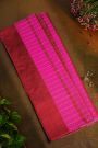 Banarasi Silk Rani Pink Saree With Zari Buttis And Lines Body