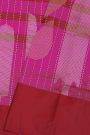 Banarasi Silk Rani Pink Saree With Zari Buttis And Lines Body