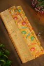 Banarasi Silk Yellow Saree With All Over Florals In Meenakari Weave