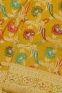 Banarasi Silk Yellow Saree With All Over Florals In Meenakari Weave