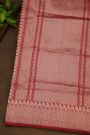 Banarasi Silk Red Saree With Florals And Jaal With Paisleys Border
