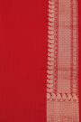 Banarasi Silk Red Saree With Florals And Jaal With Paisleys Border
