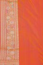 Pure Banarasi Silk Orange Saree WIth All Over Floral Jaal In Meenakari Weave Body