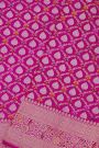 Pure Banarasi Silk Rani Pink Saree With All Over Floral Jaal Meenakari Weave Body