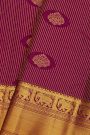 Kancheepuram Silk Magenta Saree With Florals And Leaves In Lines Self Border