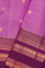 Kancheepuram Vintage Silk Lavender Saree With Diamonds In Lines Border