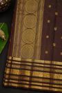 Kancheepuram Silk Rust Saree With Florals In Zari Lines Body And Contrast Traditional Border