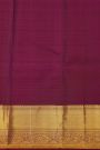 Kancheepuram Silk Blue Saree With Florals And Leaves In Zari Body And Contrast Florals And Leaves With Cross Lines Border