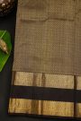 Kancheepuram Silk Orange Saree With Florals In Zari Checks Body And Contrast Gap Border