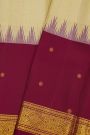 Kancheepuram Silk Cream Saree With Contrast Florals And Buttis Border
