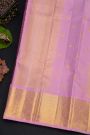 Kancheepuram Silk Purple Saree With Contrast Florals And Leaves Border