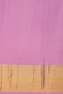 Kancheepuram Silk Purple Saree With Contrast Florals And Leaves Border