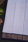 Kancheepuram Silk Slate Blue Saree With Contrast Florals And Birds Border