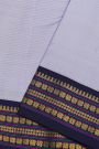 Kancheepuram Silk Slate Blue Saree With Contrast Florals And Birds Border