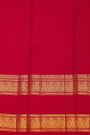 Kancheepuram Silk Red Saree With Gold Zari Checks Body And Floral Zari Gap Border