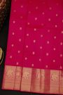 Kancheepuram Silk Pink Saree With Peacocks Buttis Self Border