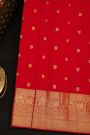 Kancheepuram Silk Red Saree With Peacock Buttis Body Self Border