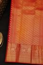 Kancheepuram Silk Red Saree With Peacock Buttis Body Self Border