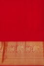 Kancheepuram Silk Red Saree With Peacock Buttis Body Self Border