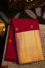 Kancheepuram Silk Maroon Saree With Floral Buttis Contrast Border