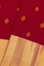 Kancheepuram Silk Maroon Saree With Floral Buttis Contrast Border