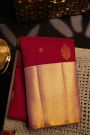 Kancheepuram Silk Maroon Saree With Floral Buttis Kaddi Border