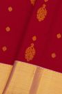 Kancheepuram Silk Maroon Saree With Floral Buttis Kaddi Border
