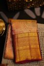 Kancheepuram Silk Dual Colour Saree With Florals Body Contrast Border