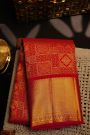 Kancheepuram Silk Red Saree With Florals Body Self Border