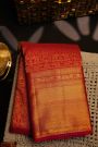 Kancheepuram Silk Maroon Saree With Animals Body Self Border