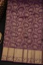 Kancheepuram Silk Dark Purple Saree With Zari Lines Body Kaddi Jaal Border