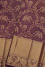 Kancheepuram Silk Dark Purple Saree With Zari Lines Body Kaddi Jaal Border