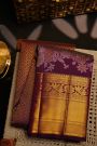 Kancheepuram Silk Dark Purple Saree With Brocade Body Self Border