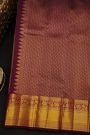 Kancheepuram Silk Dark Purple Saree With Brocade Body Self Border