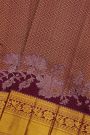 Kancheepuram Silk Dark Purple Saree With Brocade Body Self Border