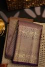 Kancheepuram Silk Purple Saree With Elephants Self Border
