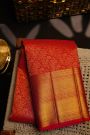 Kancheepuram Silk Red Saree With Floral Body Bridal Border Saree