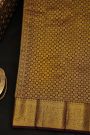 Kancheepuram Silk Dark Brown Saree With Small Buttis Body Self Border