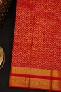 Kancheepuram Silk Red Saree With Wave Design Body Self Gap Border
