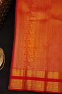 Kancheepuram Silk Red Saree With Wave Design Body Self Gap Border