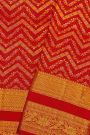 Kancheepuram Silk Red Saree With Wave Design Body Self Gap Border