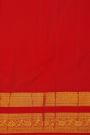 Kancheepuram Silk Red Saree With Wave Design Body Self Gap Border