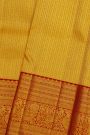 Kancheepuram Silk Yellow Saree With Florals And Leaves Border