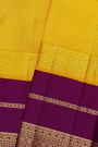Kancheepuram Silk Yellow Saree With Florals And Leaves Gap Border