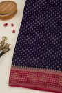 Banarasi Kaddi Georgette Navy Blue Saree With Floral Buttis Body